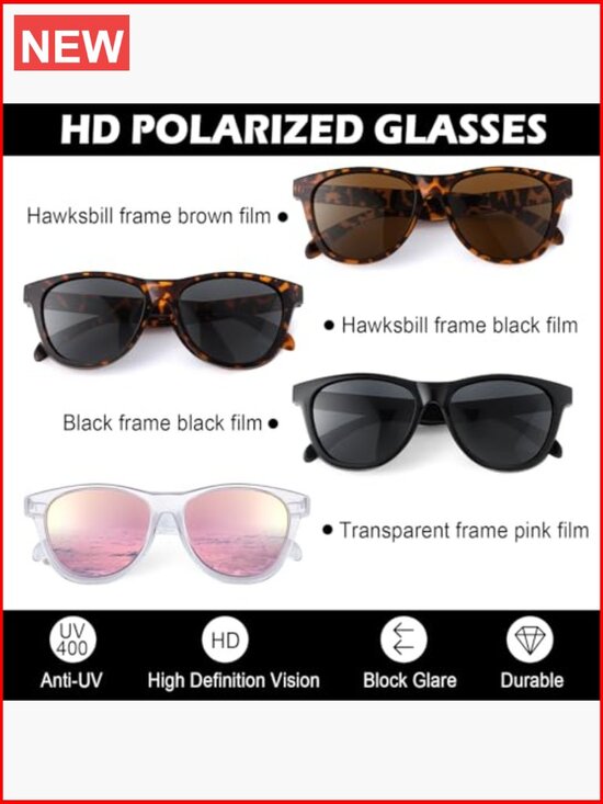 4 Pack Polarized Round Sunglasses UV400 Protection Retro Classic main image 7